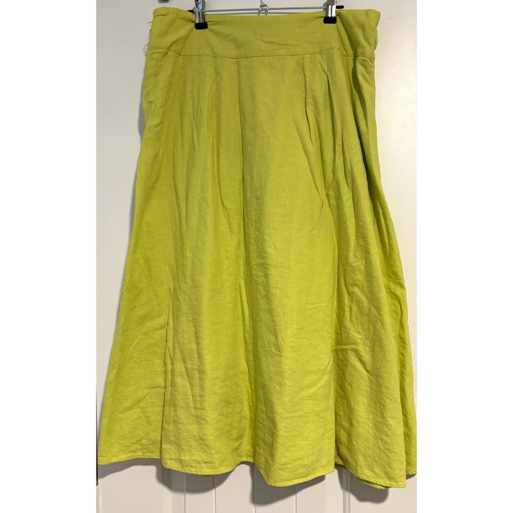 LOFT Green Linen Blend a-line skirt 10 cottagecore gardenparty earthy